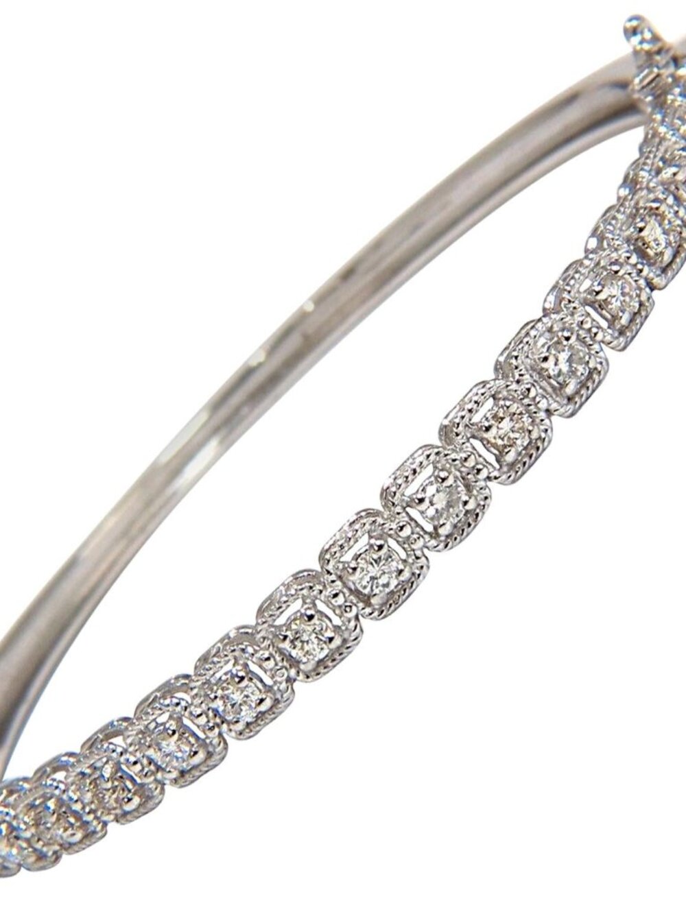.90CT SQUARED ROPE TWIST ENCASE NATURAL DIAMONDS BANGLE BRACELET 14KT*